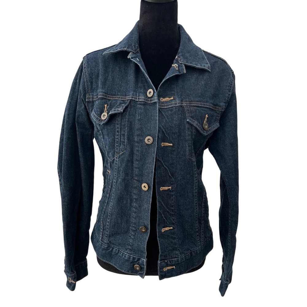 Uniqlo Denim Trucker Jacket Dark Wash Indigo Stretch 311-405198 XS